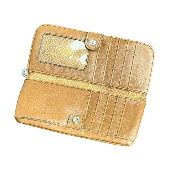 Women's Relic Brown Leather Vegan Leather Wallet Clutch Purse - Size 7" x 4" - Picture 5 of 6